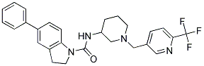 5-PHENYL-N-(1-([6-(TRIFLUOROMETHYL)PYRIDIN-3-YL]METHYL)PIPERIDIN-3-YL)INDOLINE-1-CARBOXAMIDE Struktur