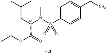 (4-([[(1S)-1-(ETHOXYCARBONYL)-3-METHYLBUTYL](METHYL)AMINO]SULFONYL)PHENYL)METHANAMINIUM CHLORIDE Struktur