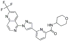 N-(TETRAHYDRO-2H-PYRAN-4-YL)-6-(1-[2-(TRIFLUOROMETHYL)-1,6-NAPHTHYRIDIN-5-YL]-1H-PYRAZOL-4-YL)PYRIDINE-2-CARBOXAMIDE Struktur