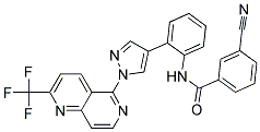 3-CYANO-N-(2-(1-[2-(TRIFLUOROMETHYL)-1,6-NAPHTHYRIDIN-5-YL]-1H-PYRAZOL-4-YL)PHENYL)BENZAMIDE Struktur