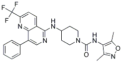 N-(3,5-DIMETHYLISOXAZOL-4-YL)-4-([8-PHENYL-2-(TRIFLUOROMETHYL)-1,6-NAPHTHYRIDIN-5-YL]AMINO)PIPERIDINE-1-CARBOXAMIDE Struktur