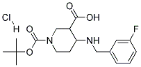 4-(3-FLUORO-BENZYLAMINO)-PIPERIDINE-1,3-DICARBOXYLIC ACID 1-TERT-BUTYL ESTER HYDROCHLORIDE Struktur