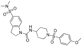 5-[(DIMETHYLAMINO)SULFONYL]-N-(1-[(4-METHOXYPHENYL)SULFONYL]PIPERIDIN-4-YL)INDOLINE-1-CARBOXAMIDE Struktur