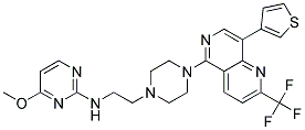 4-METHOXY-N-(2-(4-[8-(3-THIENYL)-2-(TRIFLUOROMETHYL)-1,6-NAPHTHYRIDIN-5-YL]PIPERAZIN-1-YL)ETHYL)PYRIMIDIN-2-AMINE Struktur