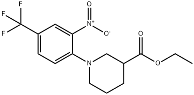 ETHYL 1-[2-NITRO-4-(TRIFLUOROMETHYL)PHENYL]PIPERIDINE-3-CARBOXYLATE Struktur