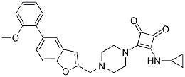 3-(CYCLOPROPYLAMINO)-4-(4-([5-(2-METHOXYPHENYL)-1-BENZOFURAN-2-YL]METHYL)PIPERAZIN-1-YL)CYCLOBUT-3-ENE-1,2-DIONE Struktur