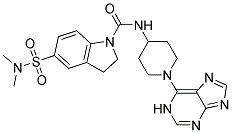 5-[(DIMETHYLAMINO)SULFONYL]-N-[1-(1H-PURIN-6-YL)PIPERIDIN-4-YL]INDOLINE-1-CARBOXAMIDE Struktur