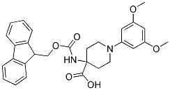 4-(((9H-FLUOREN-9-YL)METHOXY)CARBONYLAMINO)-1-(3,5-DIMETHOXYPHENYL)PIPERIDINE-4-CARBOXYLIC ACID Struktur