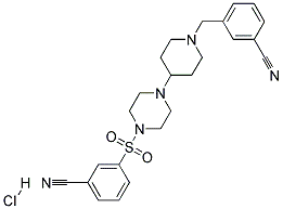 3-((4-[1-(3-CYANOBENZYL)PIPERIDIN-4-YL]PIPERAZIN-1-YL)SULFONYL)BENZONITRILE HYDROCHLORIDE Struktur