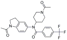 N-(1-ACETYL-2,3-DIHYDRO-(1H)-INDOL-5-YL)-N-(1-ACETYLPIPERIDIN-4-YL)-4-(TRIFLUOROMETHYL)BENZAMIDE Struktur