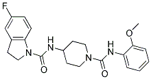 5-FLUORO-N-(1-([(2-METHOXYPHENYL)AMINO]CARBONYL)PIPERIDIN-4-YL)INDOLINE-1-CARBOXAMIDE Struktur