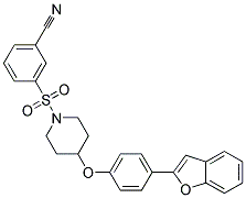 3-((4-[4-(1-BENZOFURAN-2-YL)PHENOXY]PIPERIDIN-1-YL)SULFONYL)BENZONITRILE Struktur