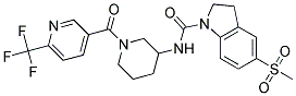 5-(METHYLSULFONYL)-N-(1-([6-(TRIFLUOROMETHYL)PYRIDIN-3-YL]CARBONYL)PIPERIDIN-3-YL)INDOLINE-1-CARBOXAMIDE Struktur