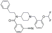 3-CYANO-N-(1-[2-(DIFLUOROMETHOXY)BENZYL]PIPERIDIN-4-YL)-N-(2-PHENYLETHYL)BENZAMIDE Struktur