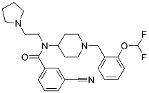 3-CYANO-N-(1-[2-(DIFLUOROMETHOXY)BENZYL]PIPERIDIN-4-YL)-N-(2-PYRROLIDIN-1-YLETHYL)BENZAMIDE Struktur