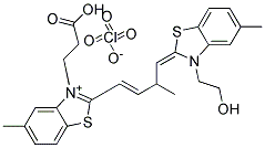 3-(2-CARBOXYETHYL)-2-[3-[[3-(2-HYDROXYETHYL)-5-METHYL-BENZOTHIAZOL-2(1H)-YLIDENE]METHYL]-1-BUTENYL]-5-METHYL-BENZOTHIAZOLIUM PERCHLORATE Struktur