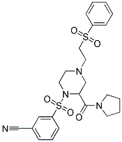 3-([4-[2-(PHENYLSULFONYL)ETHYL]-2-(PYRROLIDIN-1-YLCARBONYL)PIPERAZIN-1-YL]SULFONYL)BENZONITRILE Struktur