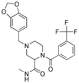 4-(1,3-BENZODIOXOL-5-YLMETHYL)-N-METHYL-1-[3-(TRIFLUOROMETHYL)BENZOYL]PIPERAZINE-2-CARBOXAMIDE Struktur