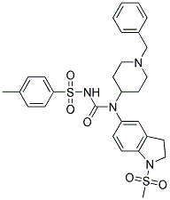 N-(1-BENZYLPIPERIDIN-4-YL)-N-(2,3-DIHYDRO-1-(METHYLSULPHONYL)-(1H)-INDOL-5-YL)-N'-(4-METHYLBENZENESULPHONYL)UREA Struktur