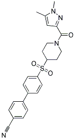 4'-((1-[(1,5-DIMETHYL-1H-PYRAZOL-3-YL)CARBONYL]PIPERIDIN-4-YL)SULFONYL)BIPHENYL-4-CARBONITRILE Struktur