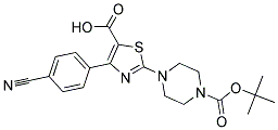 2-(N-BOC)PIPERAZINE-4-(4-CYANO)PHENYL-THIAZOLE-5-CARBOXYLIC ACID Struktur