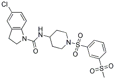 5-CHLORO-N-(1-([3-(METHYLSULFONYL)PHENYL]SULFONYL)PIPERIDIN-4-YL)INDOLINE-1-CARBOXAMIDE Struktur