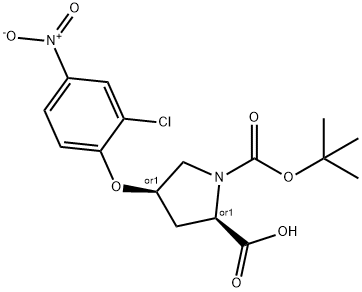 (2S,4S)-1-(TERT-BUTOXYCARBONYL)-4-(2-CHLORO-4-NITROPHENOXY)-2-PYRROLIDINECARBOXYLIC ACID Struktur