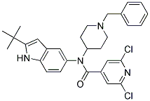 N-(1-BENZYLPIPERIDIN-4-YL)-N-(2-TERT-BUTYL-(1H)-INDOL-5-YL)-2,6-DICHLOROPYRIDINE-4-CARBOXAMIDE Struktur