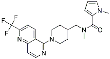 N,1-DIMETHYL-N-((1-[2-(TRIFLUOROMETHYL)-1,6-NAPHTHYRIDIN-5-YL]PIPERIDIN-4-YL)METHYL)-1H-PYRROLE-2-CARBOXAMIDE Struktur