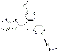 3-([(3-METHOXYPHENYL)([1,3]THIAZOLO[5,4-B]PYRIDIN-2-YL)AMINO]METHYL)BENZONITRILE HYDROCHLORIDE Struktur