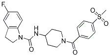 5-FLUORO-N-(1-[4-(METHYLSULFONYL)BENZOYL]PIPERIDIN-4-YL)INDOLINE-1-CARBOXAMIDE Struktur