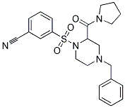 3-([4-BENZYL-2-(PYRROLIDIN-1-YLCARBONYL)PIPERAZIN-1-YL]SULFONYL)BENZONITRILE Struktur