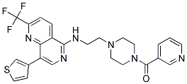 N-(2-[4-(PYRIDIN-3-YLCARBONYL)PIPERAZIN-1-YL]ETHYL)-8-(3-THIENYL)-2-(TRIFLUOROMETHYL)-1,6-NAPHTHYRIDIN-5-AMINE Struktur