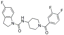 N-[1-(3,4-DIFLUOROBENZOYL)PIPERIDIN-4-YL]-5-FLUOROINDOLINE-1-CARBOXAMIDE Struktur