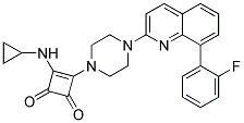 3-(CYCLOPROPYLAMINO)-4-(4-[8-(2-FLUOROPHENYL)QUINOLIN-2-YL]PIPERAZIN-1-YL)CYCLOBUT-3-ENE-1,2-DIONE Struktur