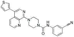 N-(3-CYANOPHENYL)-4-[5-(3-THIENYL)-1,7-NAPHTHYRIDIN-8-YL]PIPERAZINE-1-CARBOXAMIDE Struktur