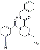 4-ALLYL-N-BENZYL-1-(3-CYANOBENZOYL)PIPERAZINE-2-CARBOXAMIDE Struktur