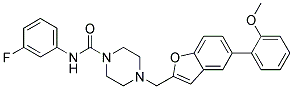 N-(3-FLUOROPHENYL)-4-([5-(2-METHOXYPHENYL)-1-BENZOFURAN-2-YL]METHYL)PIPERAZINE-1-CARBOXAMIDE Struktur