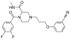 4-[3-(3-CYANOPHENOXY)PROPYL]-1-(3,4-DIFLUOROBENZOYL)-N-METHYLPIPERAZINE-2-CARBOXAMIDE Struktur