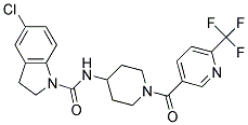 5-CHLORO-N-(1-([6-(TRIFLUOROMETHYL)PYRIDIN-3-YL]CARBONYL)PIPERIDIN-4-YL)INDOLINE-1-CARBOXAMIDE Struktur