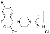 4-[CARBOXY-(2,4-DIFLUORO-PHENYL)-METHYL]-PIPERAZINE-1-CARBOXYLIC ACID TERT-BUTYL ESTER HYDROCHLORIDE Struktur