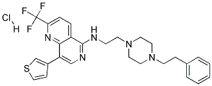 N-(2-[4-(2-PHENYLETHYL)PIPERAZIN-1-YL]ETHYL)-8-(3-THIENYL)-2-(TRIFLUOROMETHYL)-1,6-NAPHTHYRIDIN-5-AMINE HYDROCHLORIDE Struktur