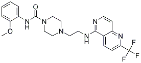 N-(2-METHOXYPHENYL)-4-(2-([2-(TRIFLUOROMETHYL)-1,6-NAPHTHYRIDIN-5-YL]AMINO)ETHYL)PIPERAZINE-1-CARBOXAMIDE Struktur