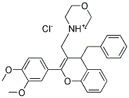 4-{[4-BENZYL-2-(3,4-DIMETHOXYPHENYL)-4H-CHROMEN-3-YL]METHYL}MORPHOLIN-4-IUM CHLORIDE Struktur