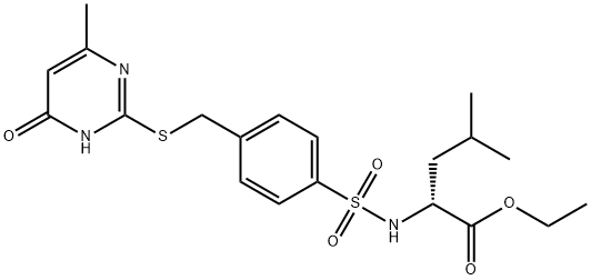 ETHYL (2R)-2-([(4-([(4-HYDROXY-6-METHYL-2-PYRIMIDINYL)SULFANYL]METHYL)PHENYL)SULFONYL]AMINO)-4-METHYLPENTANOATE Struktur