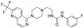 N-(3-FLUOROPHENYL)-N'-(2-(4-[2-(TRIFLUOROMETHYL)-1,6-NAPHTHYRIDIN-5-YL]PIPERAZIN-1-YL)ETHYL)UREA Struktur