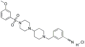 3-[(4-(4-[(3-METHOXYPHENYL)SULFONYL]PIPERAZIN-1-YL)PIPERIDIN-1-YL)METHYL]BENZONITRILE HYDROCHLORIDE Struktur