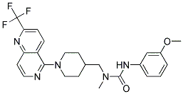 N'-(3-METHOXYPHENYL)-N-METHYL-N-((1-[2-(TRIFLUOROMETHYL)-1,6-NAPHTHYRIDIN-5-YL]PIPERIDIN-4-YL)METHYL)UREA Struktur