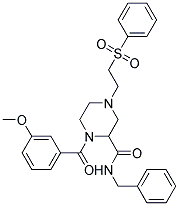 N-BENZYL-1-(3-METHOXYBENZOYL)-4-[2-(PHENYLSULFONYL)ETHYL]PIPERAZINE-2-CARBOXAMIDE Struktur