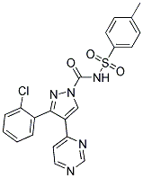 3-(2-CHLOROPHENYL)-N-[(4-METHYLPHENYL)SULPHONYL]-4-(PYRIMIDIN-4-YL)PYRAZOLE-1-CARBOXAMIDE Struktur